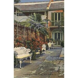 1948 Courtyard In Vieux Carre Frier Court View New Orleans Louisiana LA Postcard